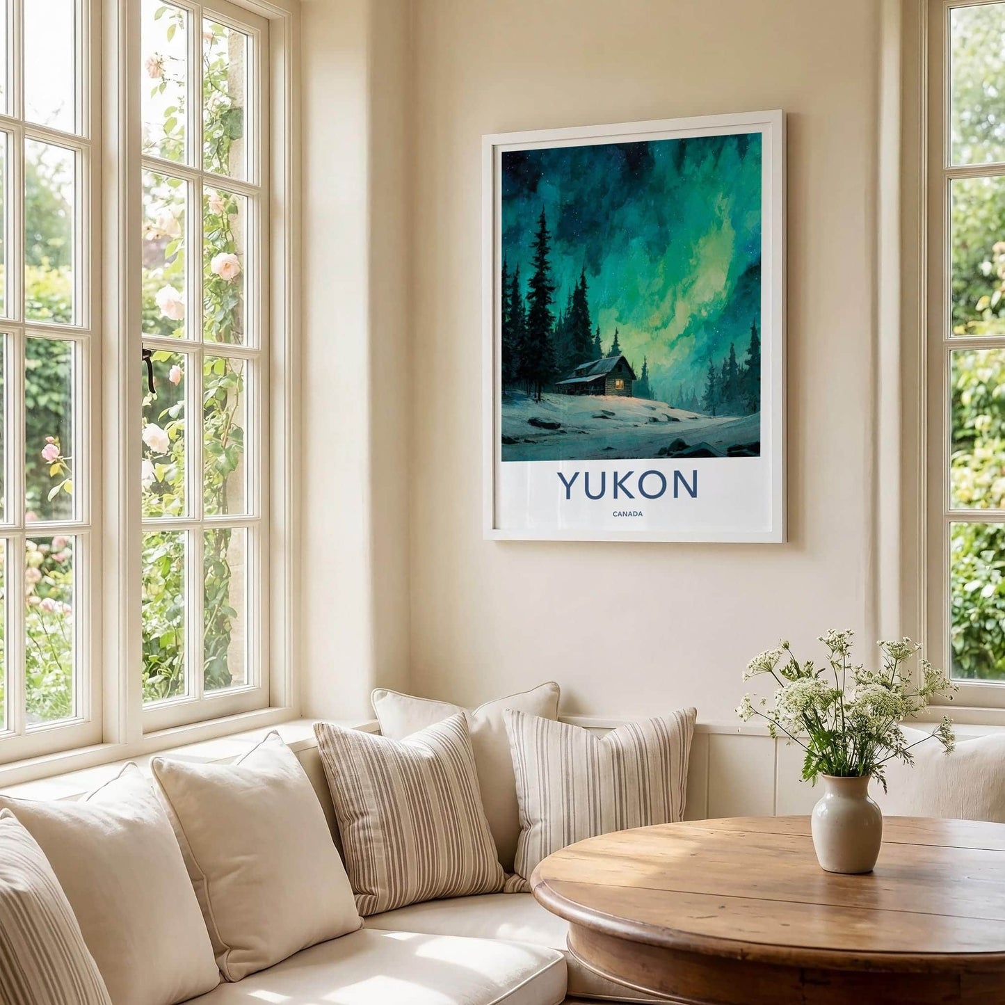 Yukon Poster - Canada Framed Print - Cozy Cabin Aurora Framed Decor
