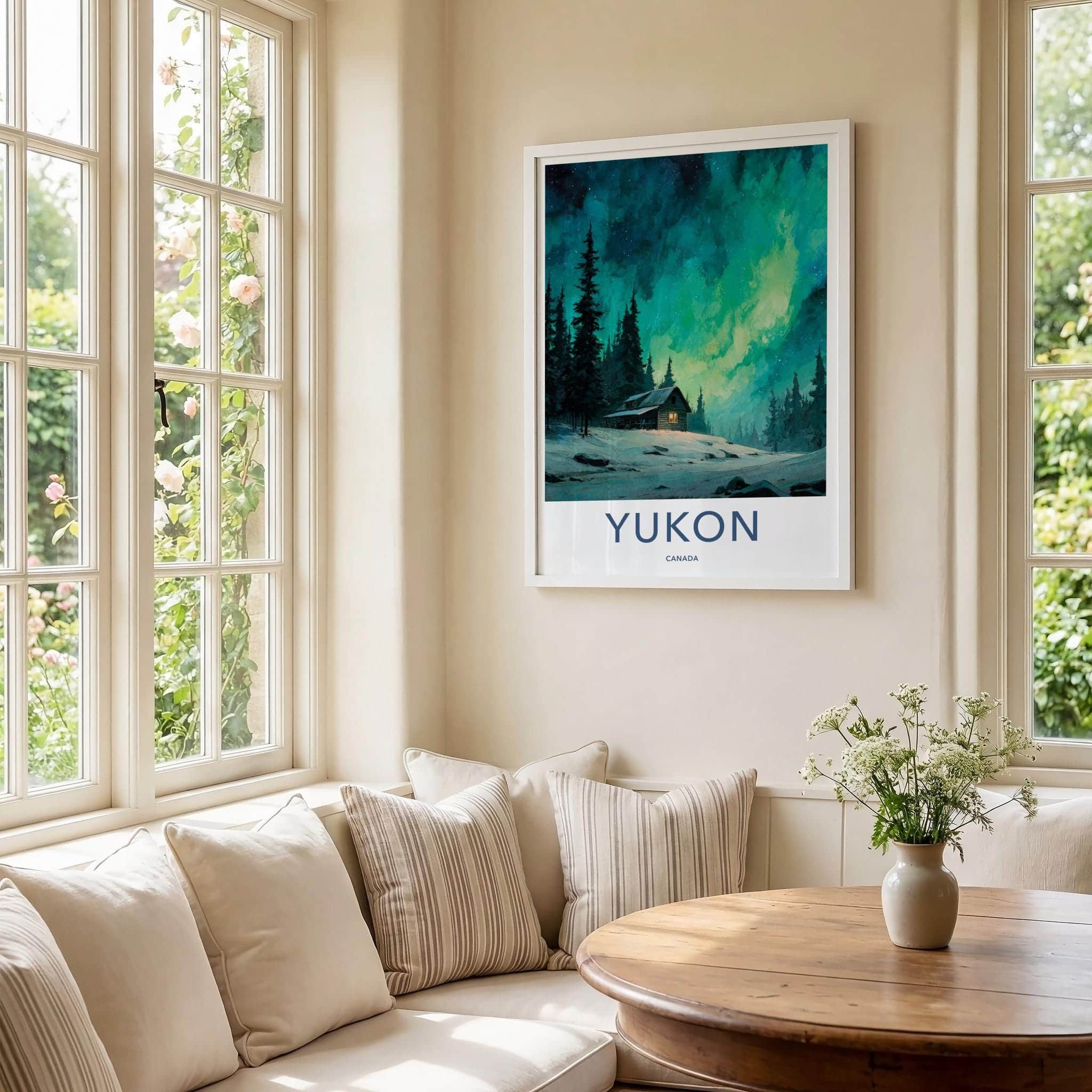 Yukon Poster - Canada Framed Print - Cozy Cabin Aurora Framed Decor