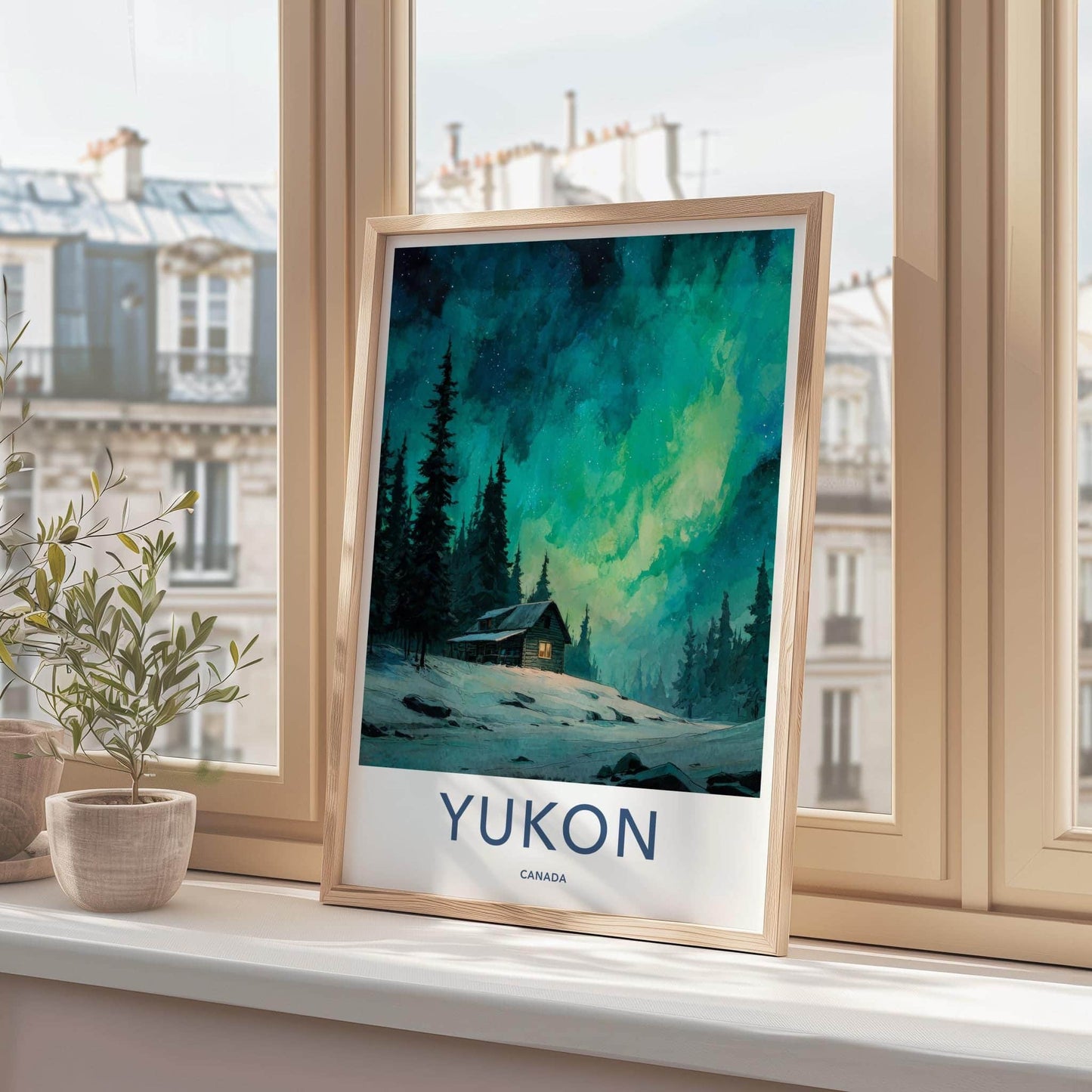 Yukon Poster - Canada Framed Print - Cozy Cabin Aurora Framed Decor