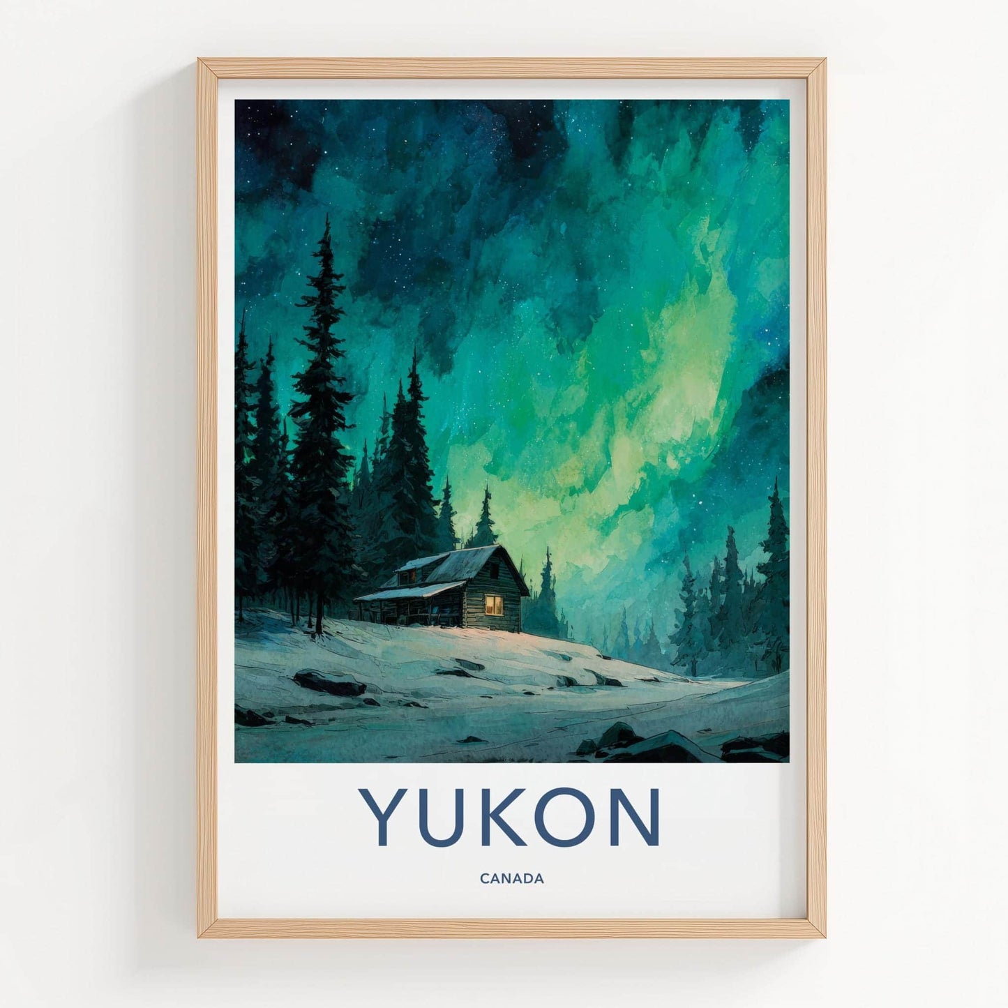 Yukon Poster - Canada Framed Print - Cozy Cabin Aurora Framed Decor