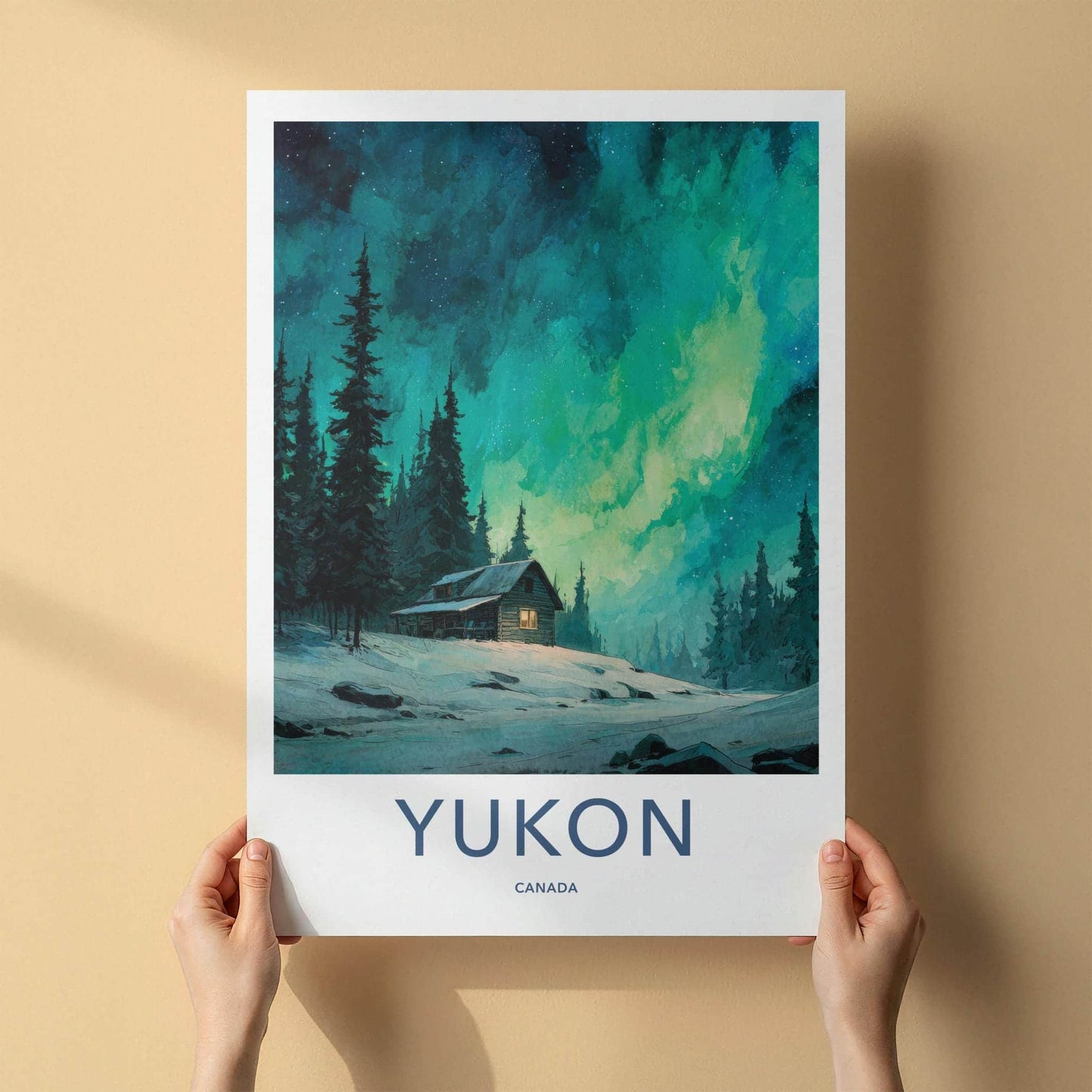 Yukon Poster - Canada Framed Print - Cozy Cabin Aurora Framed Decor