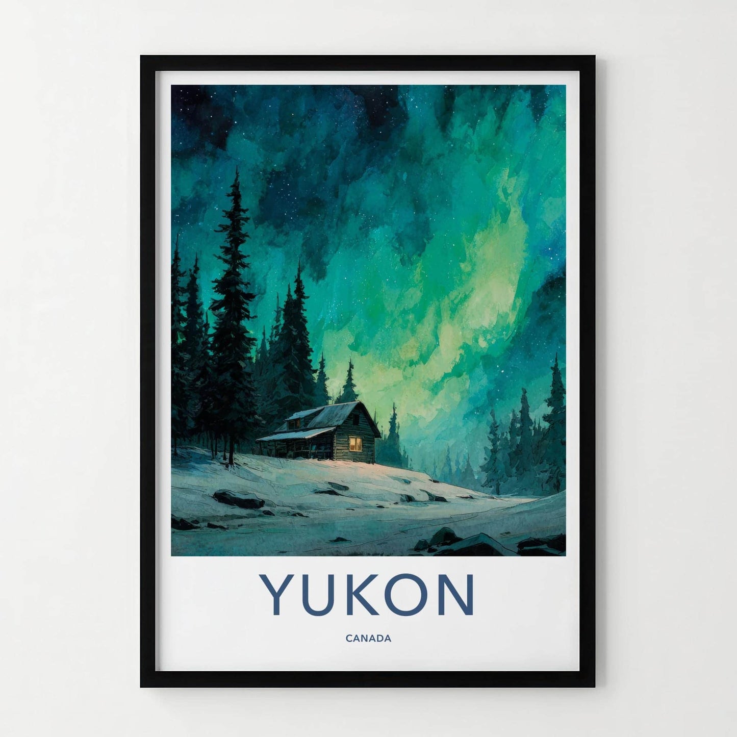 Yukon Poster - Canada Framed Print - Cozy Cabin Aurora Framed Decor