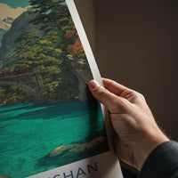 Yulong Xueshan Poster - China Travel Art - Mountain River Bridge Home Decor