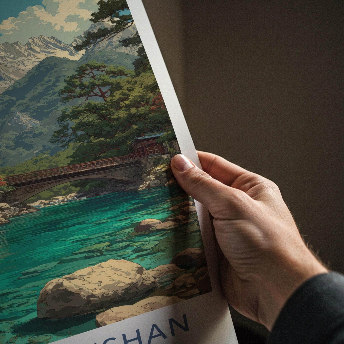 Yulong Xueshan Poster - China Travel Art - Turquoise River Bridge Home Decor