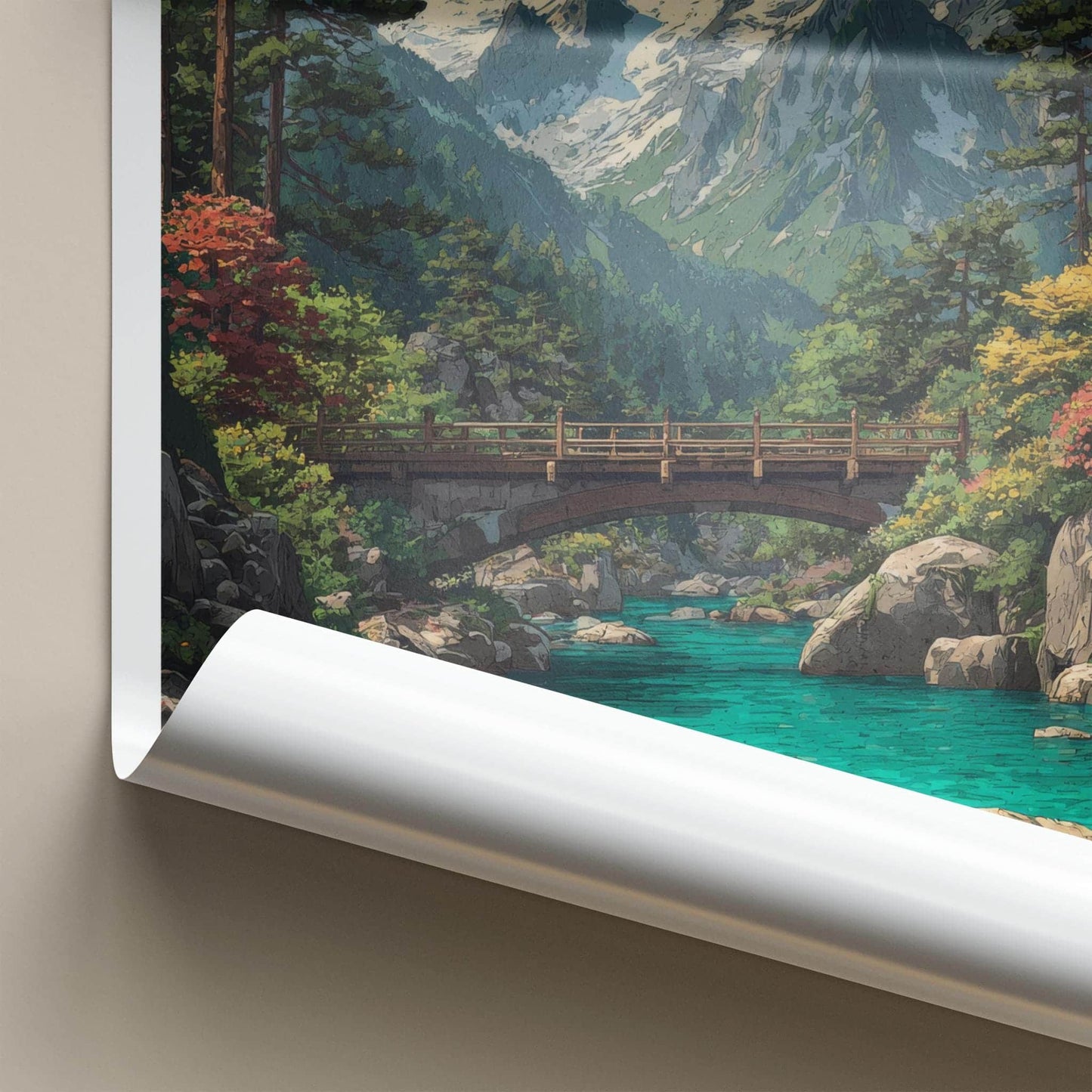Yulong Xueshan Poster - China Travel Art - Turquoise River Mountains Home Decor