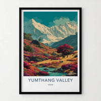 Yumthang Valley Poster - India Travel Art - Sikkim Vibrant Mountain Landscape Home Decor
