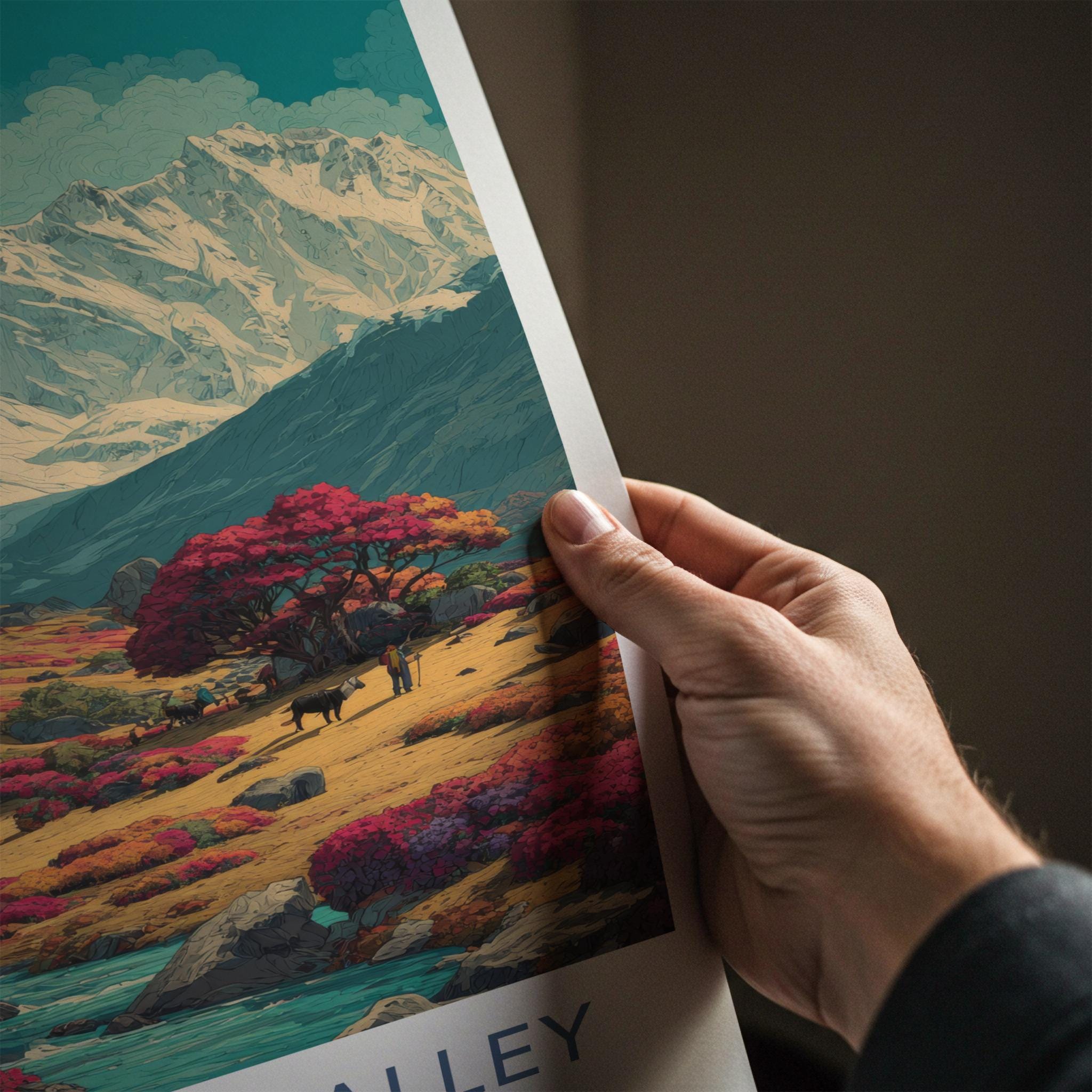 Yumthang Valley Poster - India Travel Art - Sikkim Vibrant Mountain Landscape Home Decor