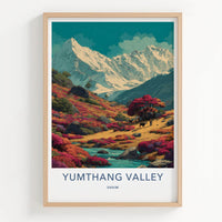 Yumthang Valley Poster - India Travel Art - Sikkim Vibrant Mountain Landscape Home Decor