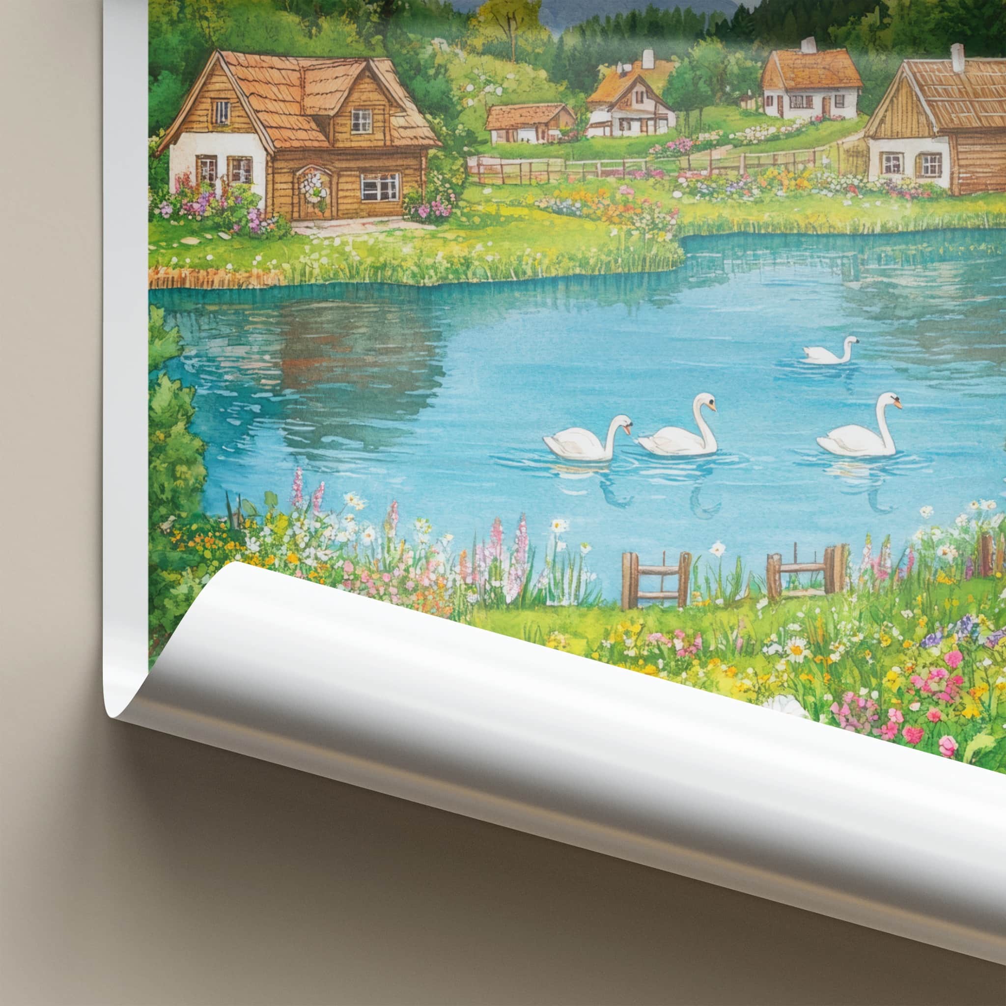 Zabin Poster - Poland Framed Print - Charming Lakeside Village Home Decor