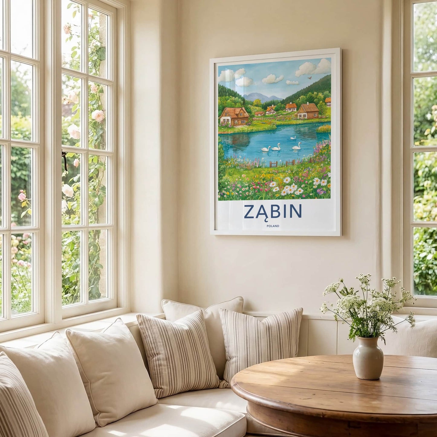 Zabin Poster - Poland Framed Print - Charming Lakeside Village Home Decor