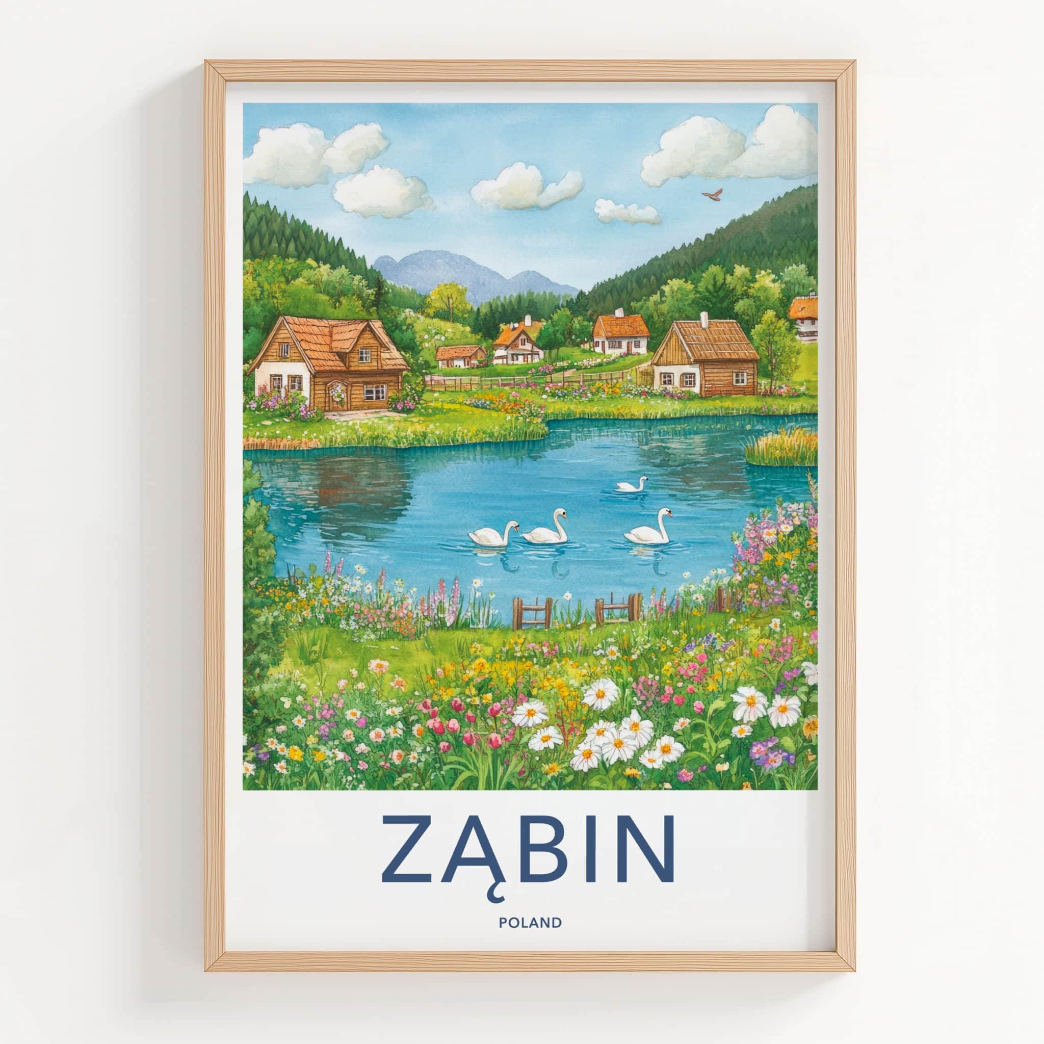Zabin Poster - Poland Framed Print - Charming Lakeside Village Home Decor