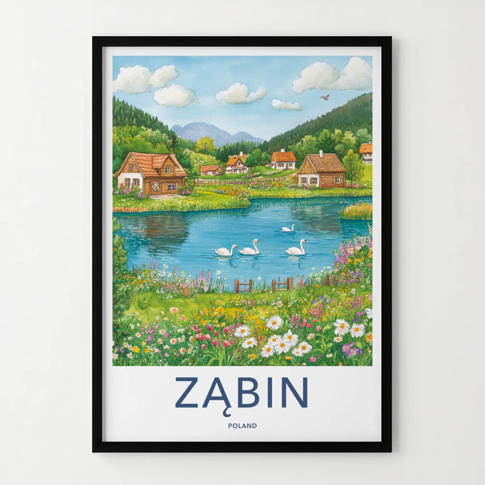 Zabin Poster - Poland Framed Print - Charming Lakeside Village Home Decor