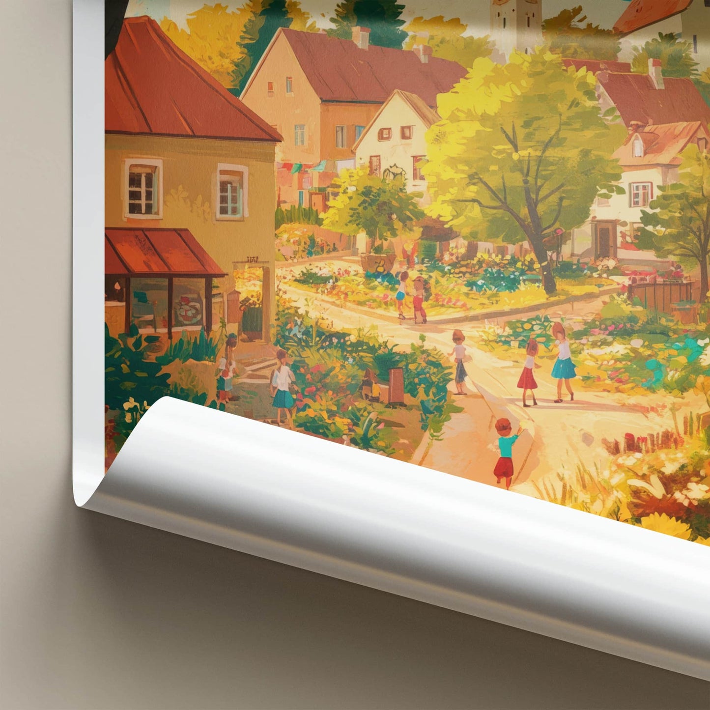 Zabin Poster - Poland Travel Art - Lively village scene Home Decor