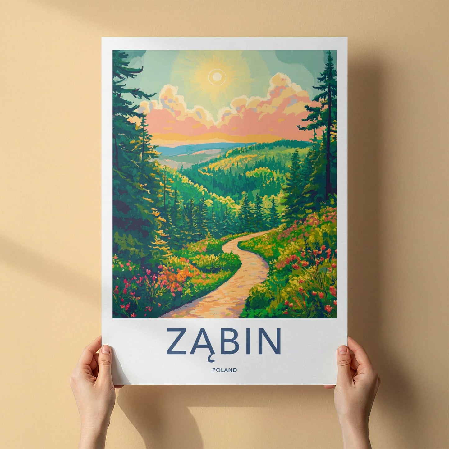 ZABIN Poster - Poland Travel Art - Winding Forest Trail Home Decor