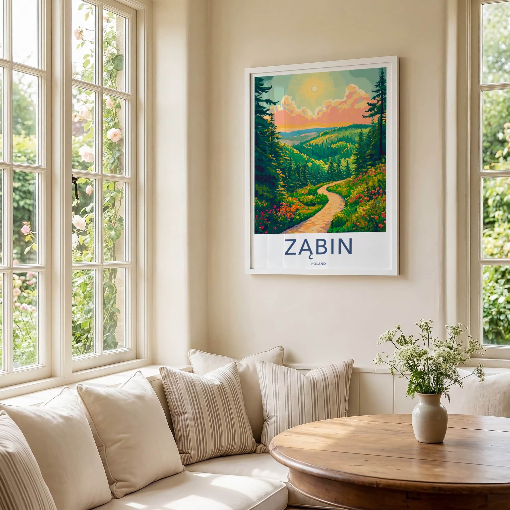 ZABIN Poster - Poland Travel Art - Winding Forest Trail Home Decor