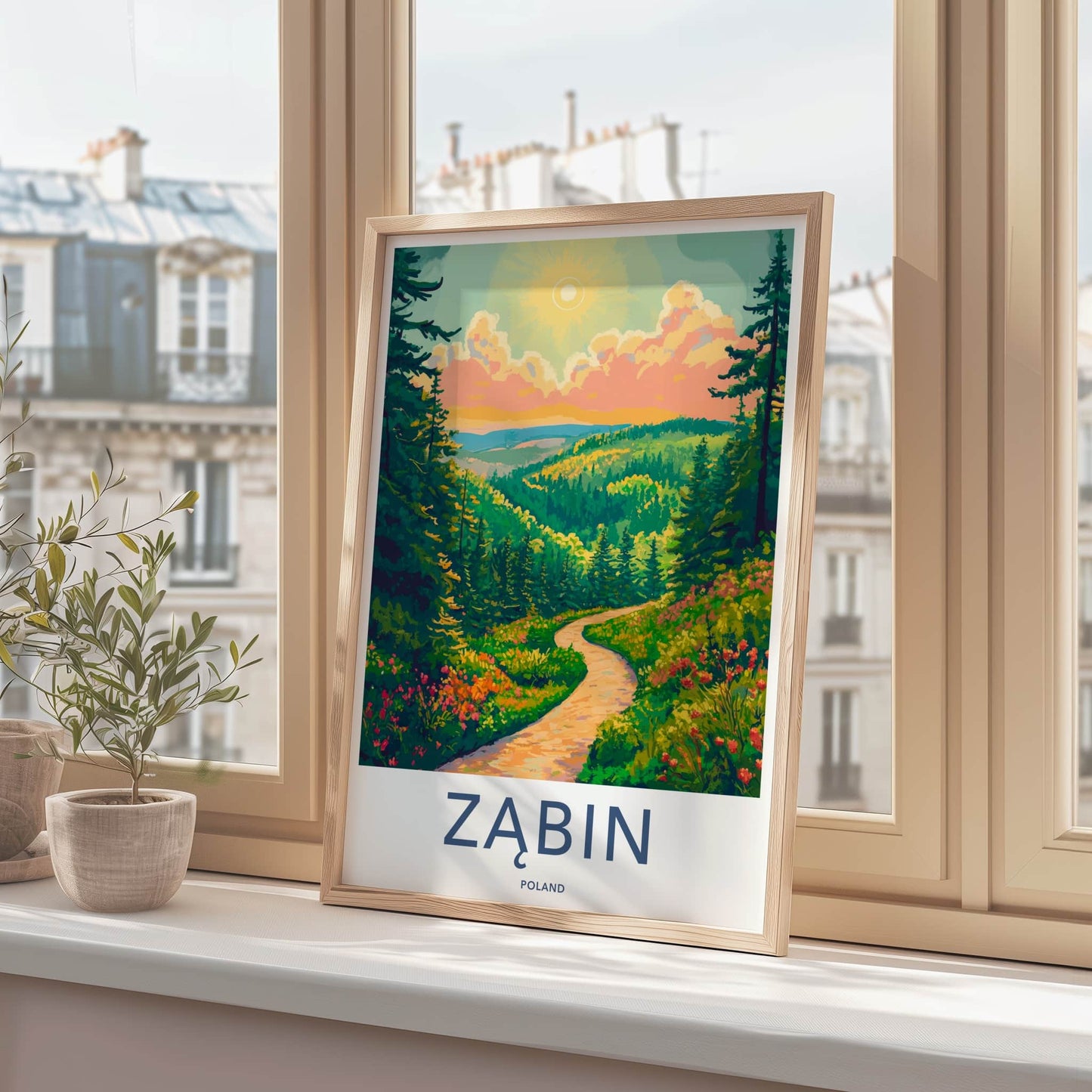 ZABIN Poster - Poland Travel Art - Winding Forest Trail Home Decor