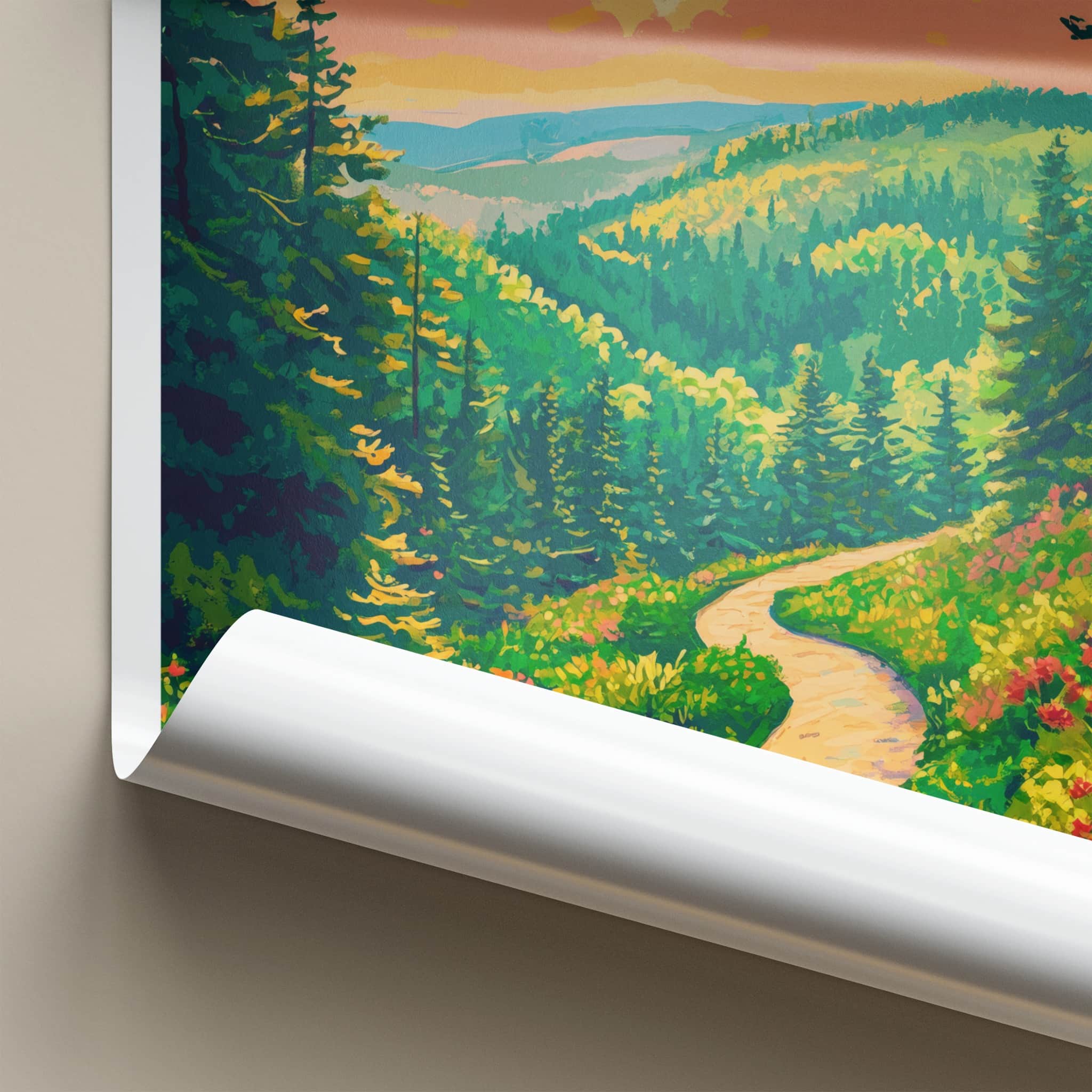 ZABIN Poster - Poland Travel Art - Winding Forest Trail Home Decor