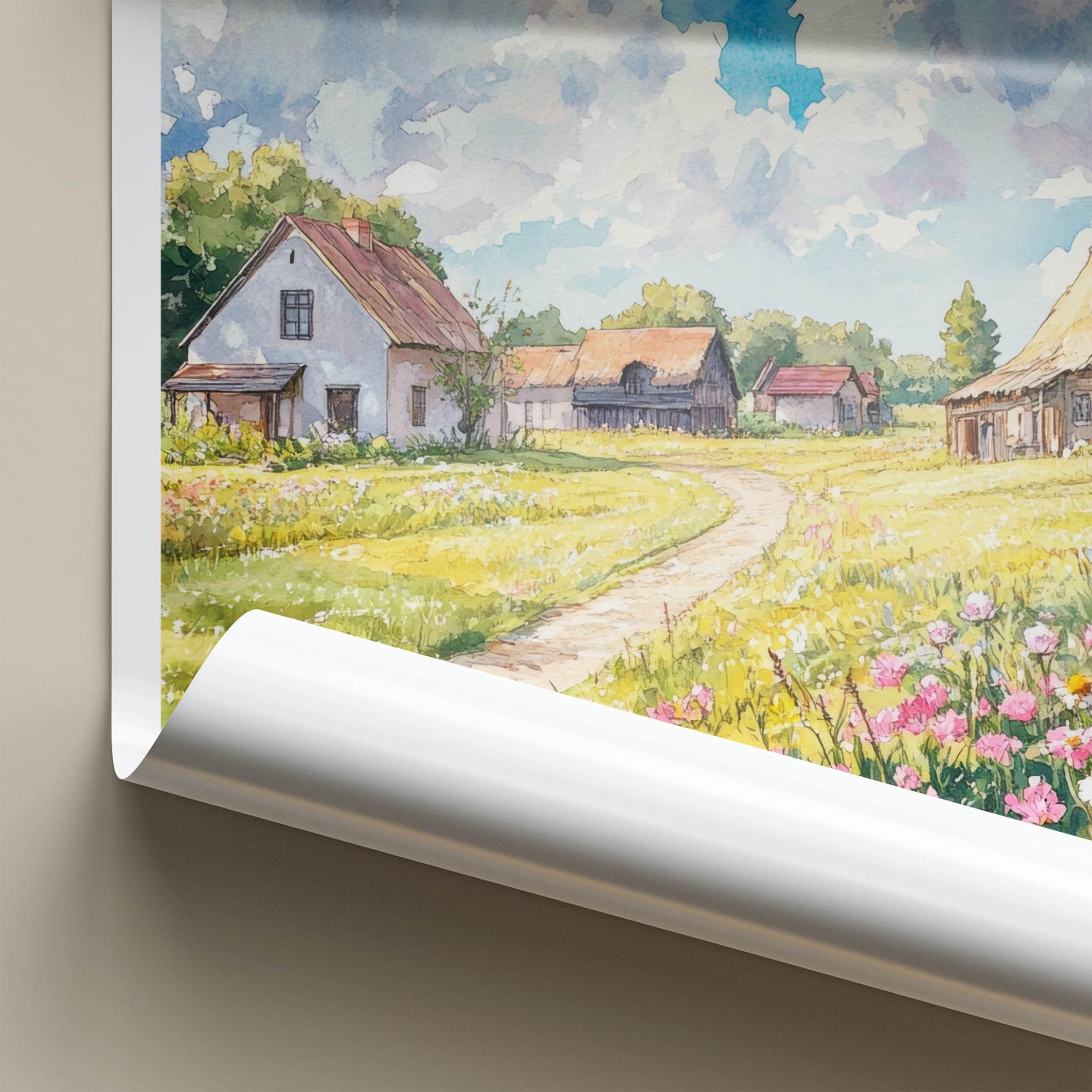 Zabin Poster - Poland Travel Art - Winding Path Flowers Home Decor