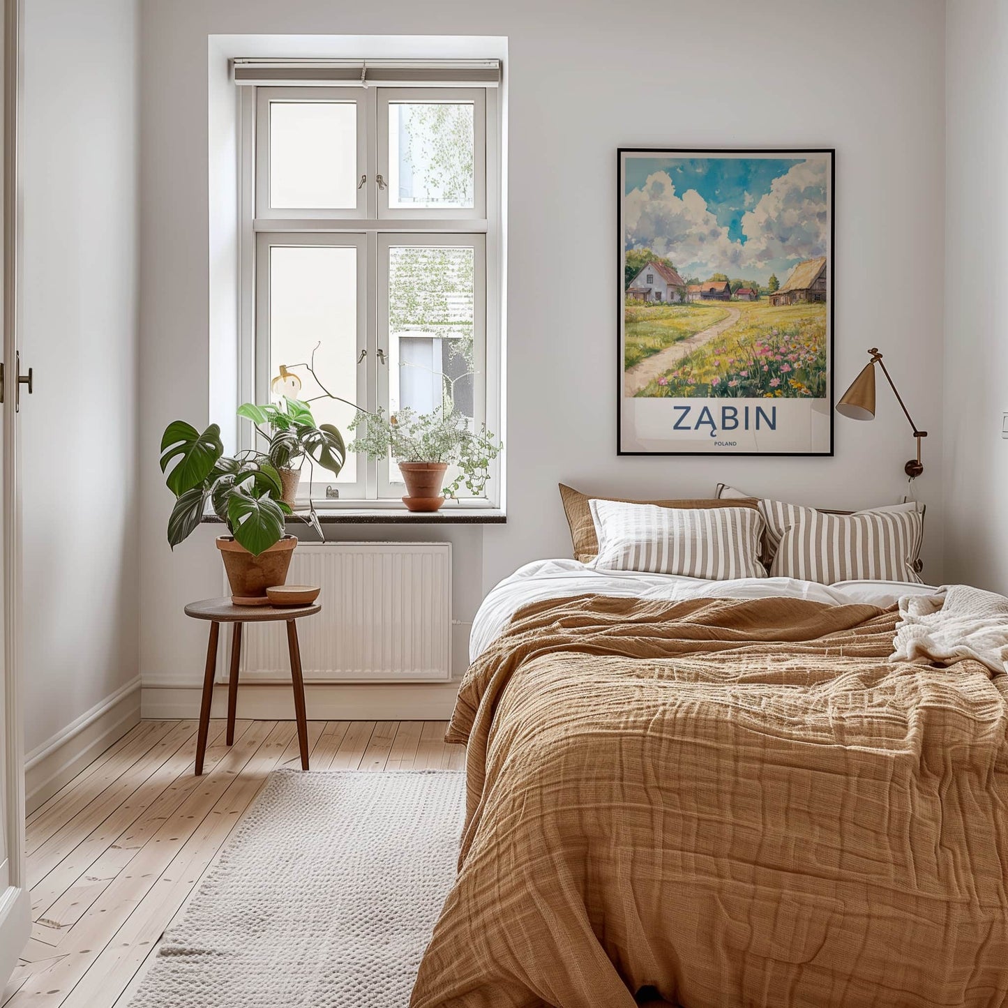 Zabin Poster - Poland Travel Art - Winding Path Flowers Home Decor