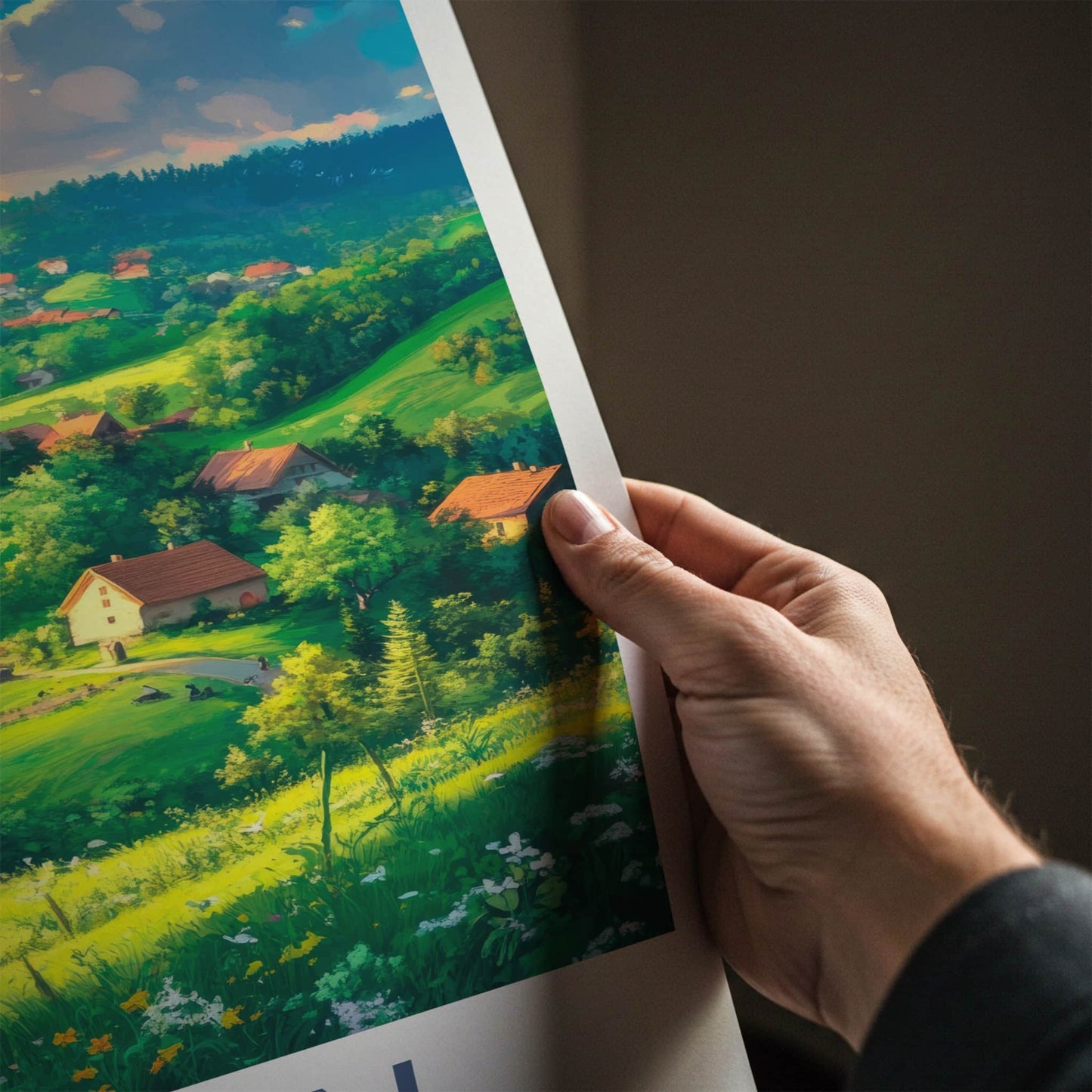 Zabin Poster - Poland Wall Art - Lush Countryside Church Home Decor