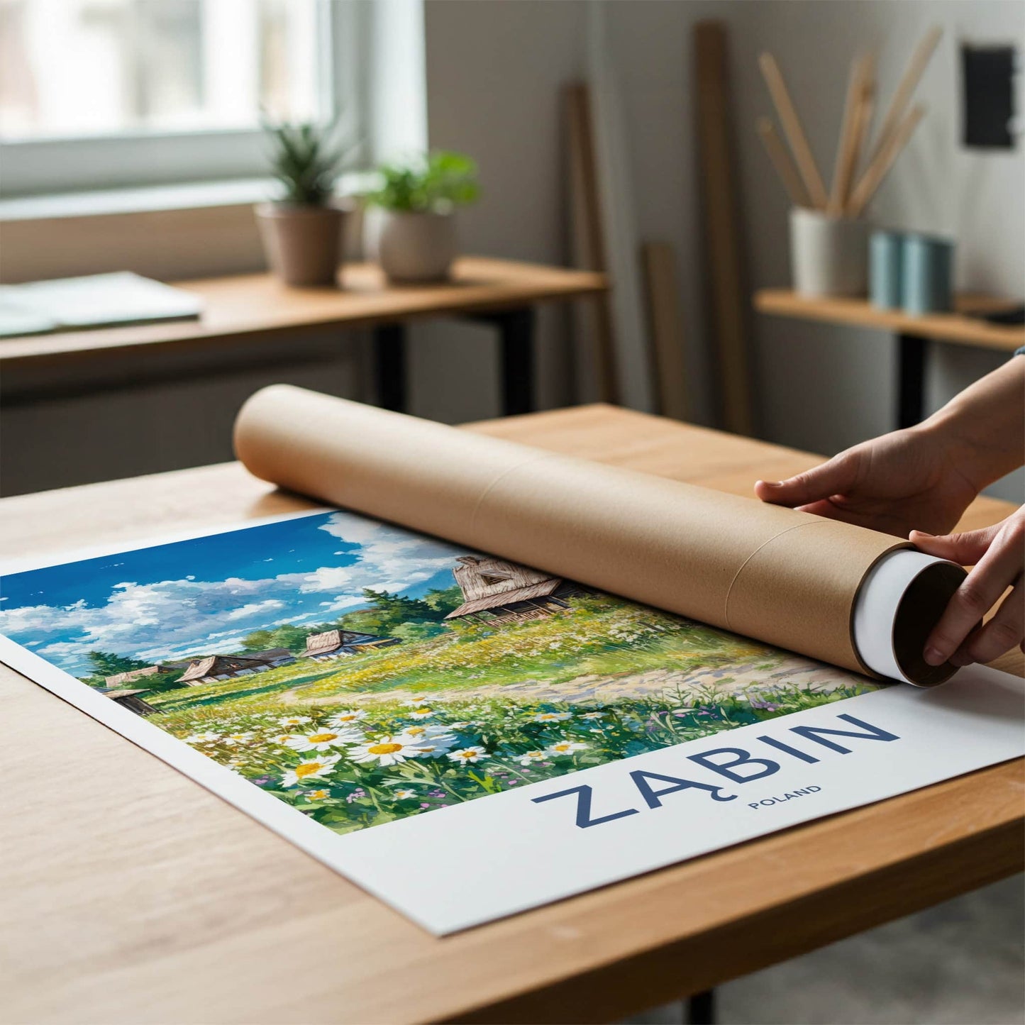 Zabin Poster - Poland Wall Art - Rural Village Wildflowers Home Decor