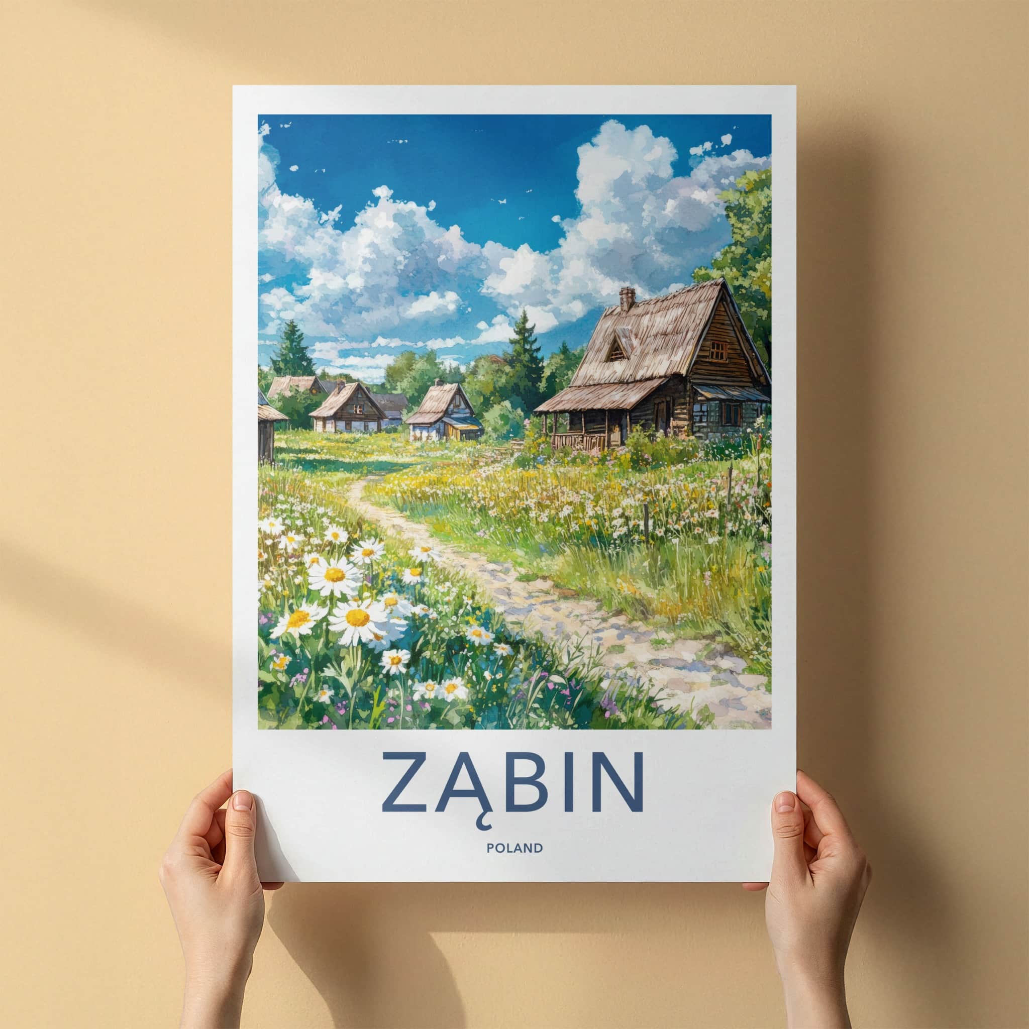 Zabin Poster - Poland Wall Art - Rural Village Wildflowers Home Decor