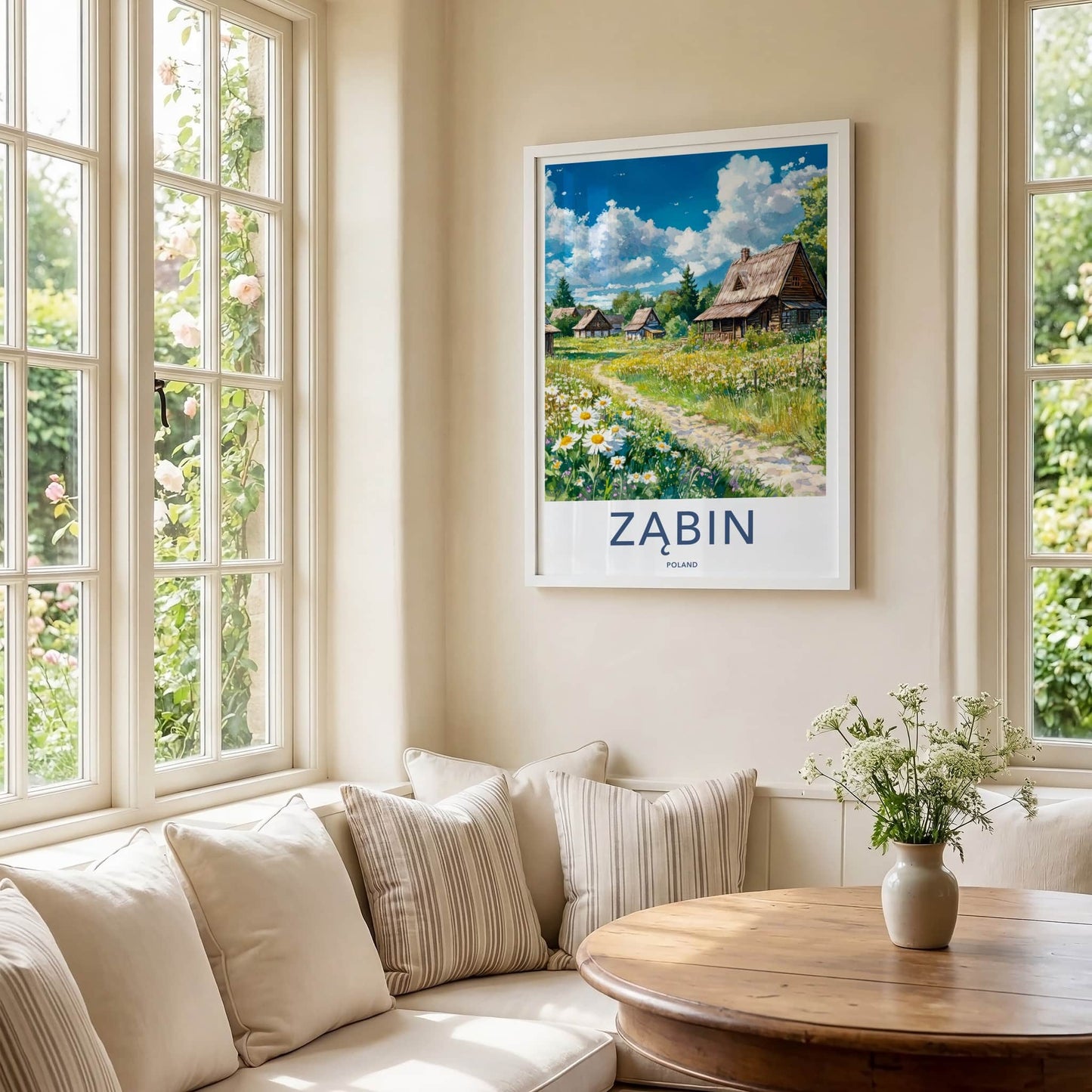 Zabin Poster - Poland Wall Art - Rural Village Wildflowers Home Decor