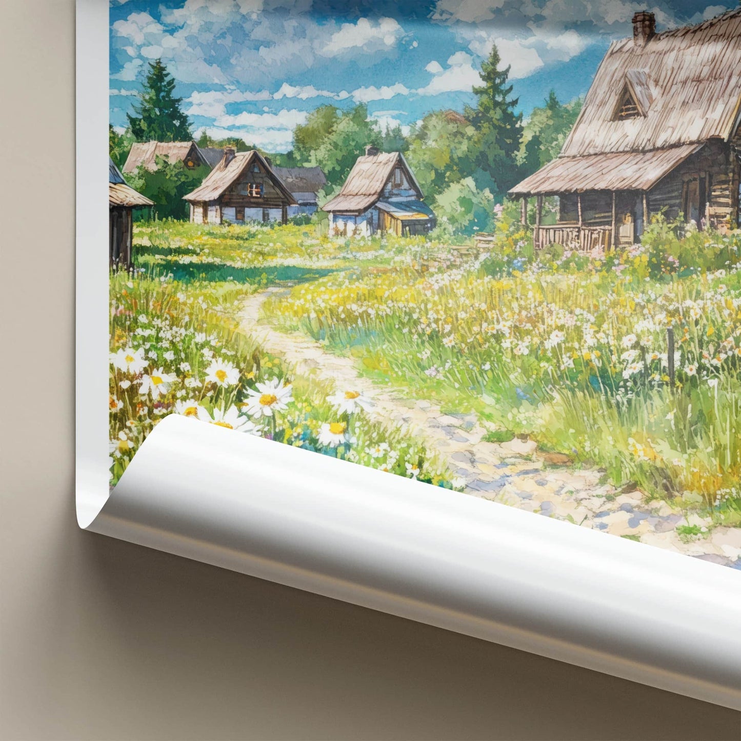 Zabin Poster - Poland Wall Art - Rural Village Wildflowers Home Decor