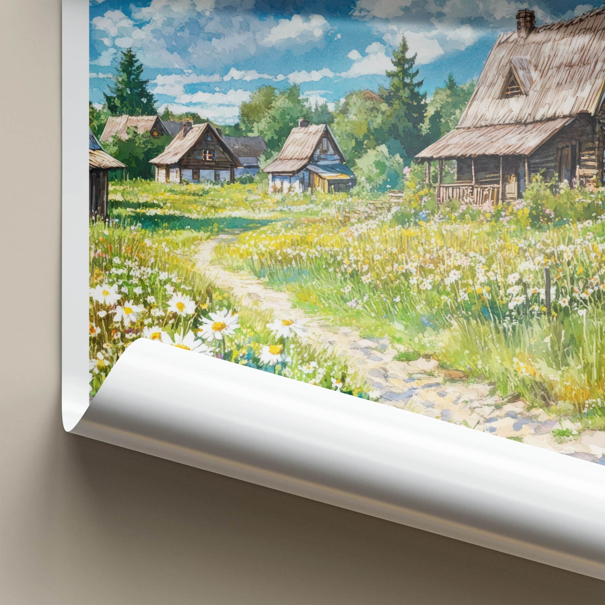 Zabin Poster - Poland Wall Art - Rural Village Wildflowers Home Decor