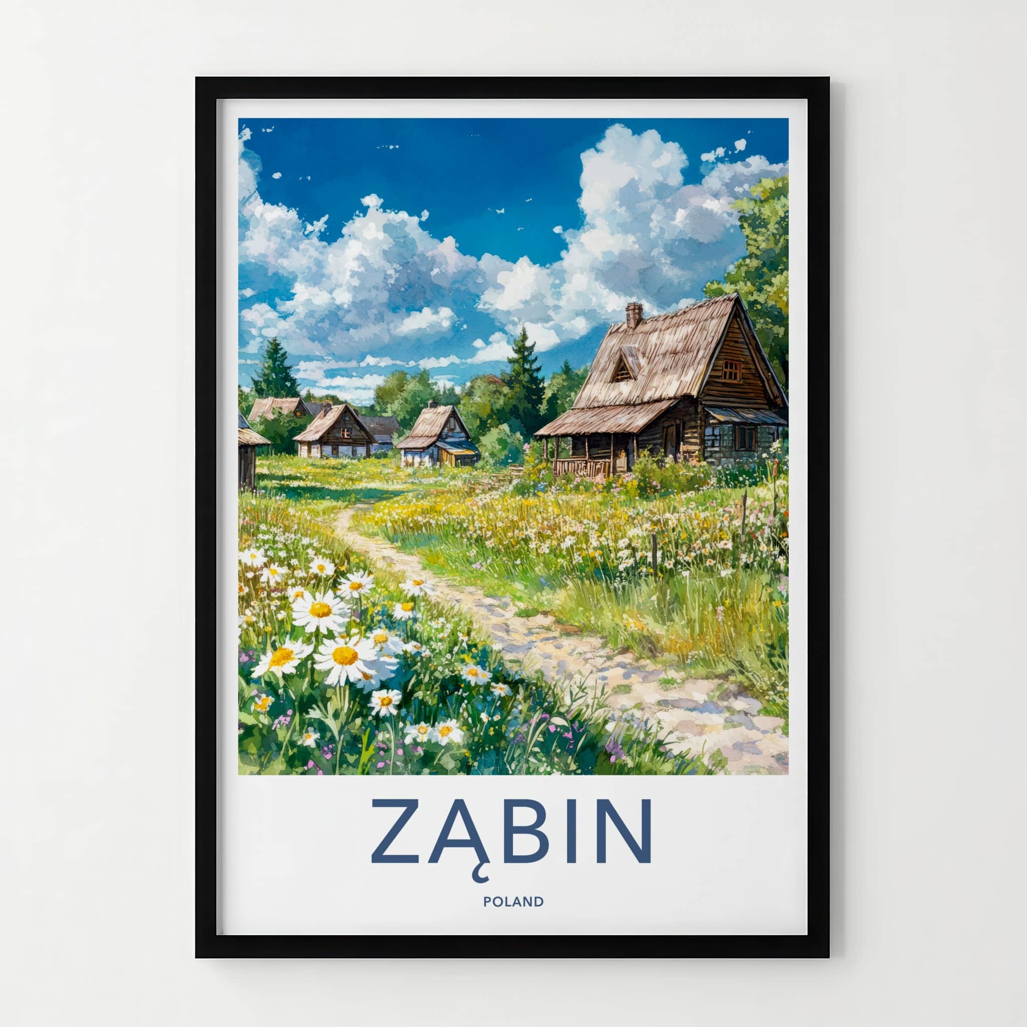 Zabin Poster - Poland Wall Art - Rural Village Wildflowers Home Decor