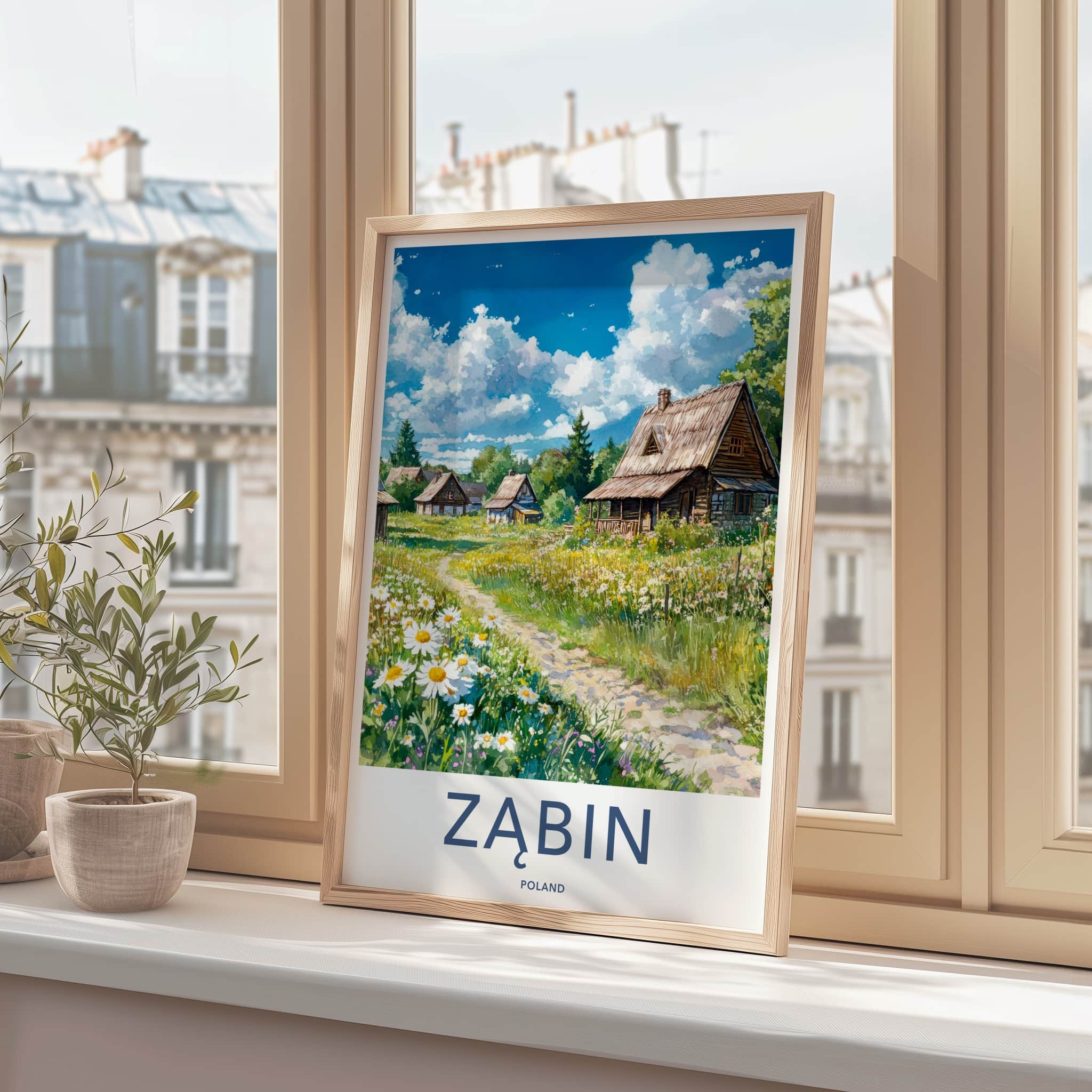 Zabin Poster - Poland Wall Art - Rural Village Wildflowers Home Decor