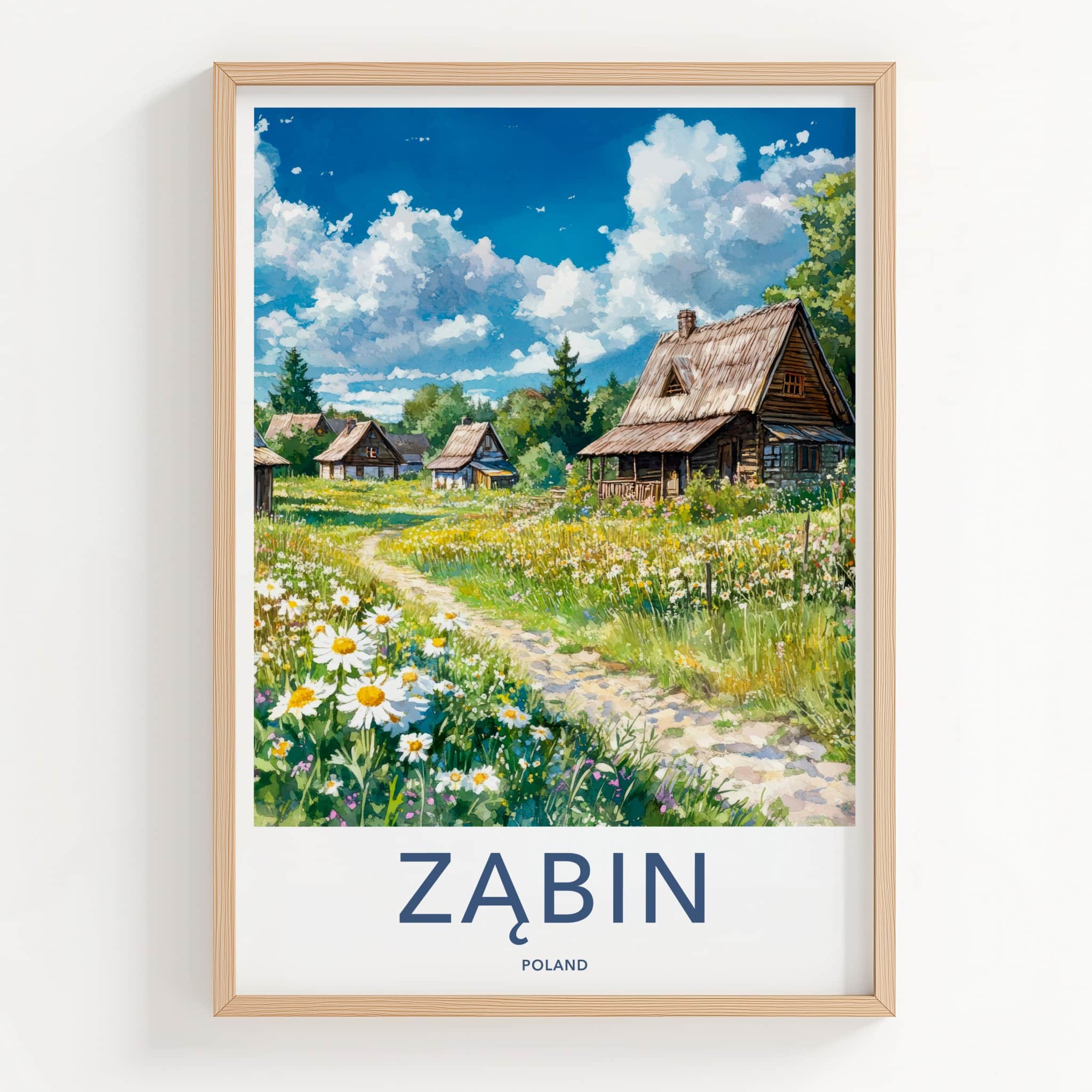 Zabin Poster - Poland Wall Art - Rural Village Wildflowers Home Decor