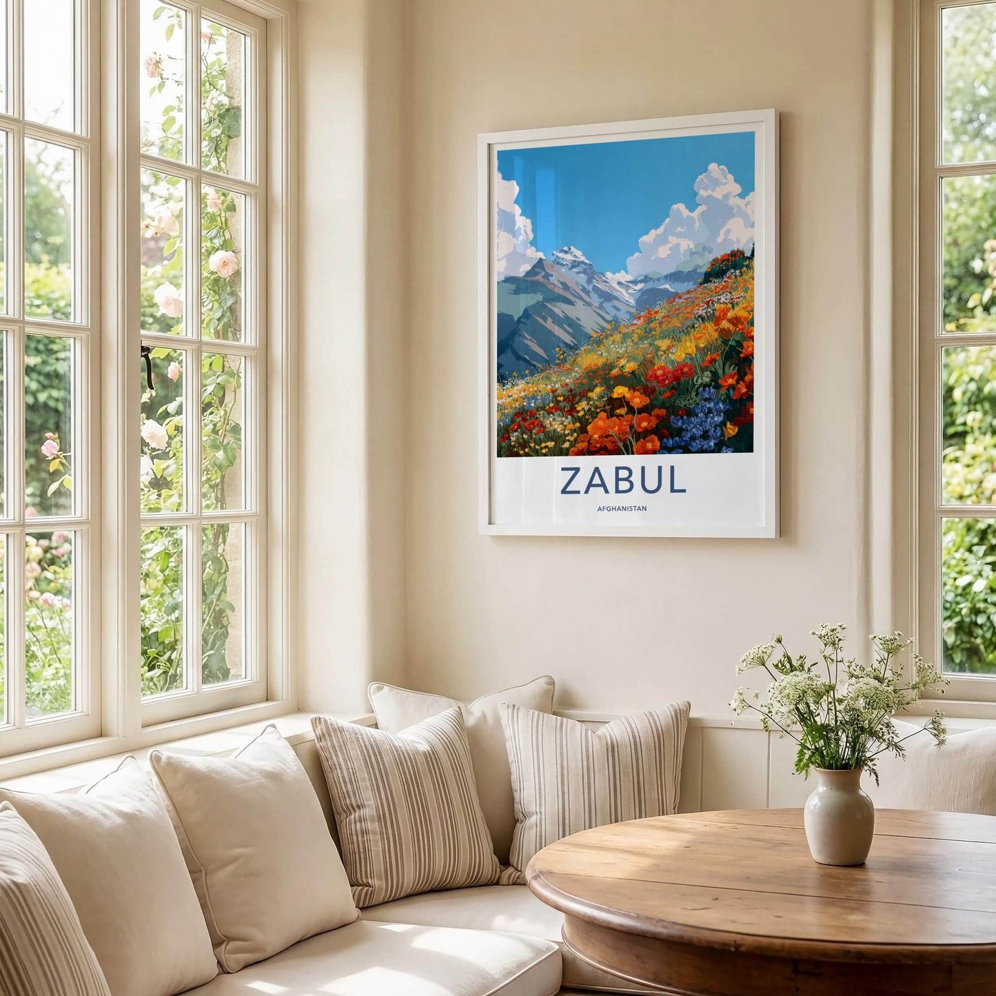 Zabul Poster - Afghanistan Travel Art - Mountain Flower Meadow Home Decor