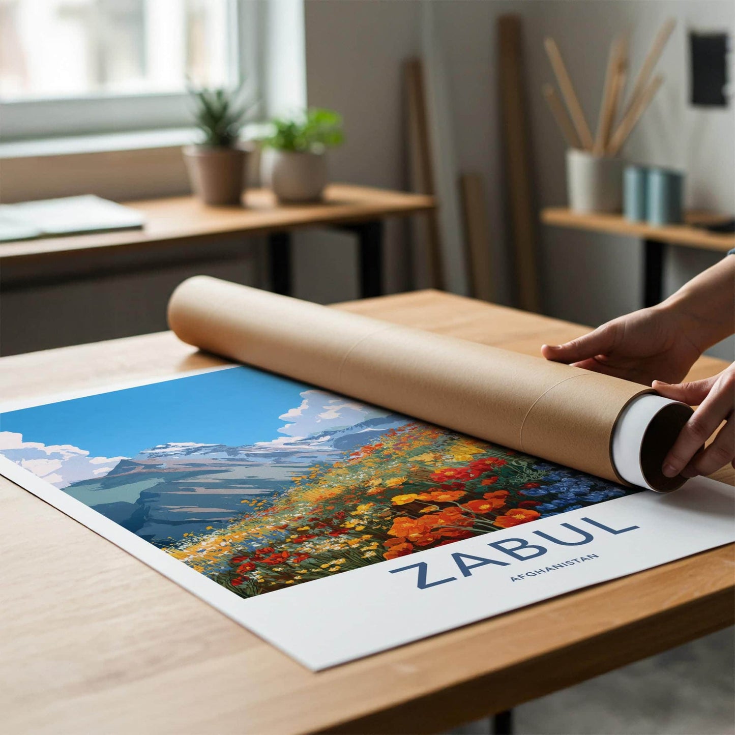 Zabul Poster - Afghanistan Travel Art - Mountain Flower Meadow Home Decor