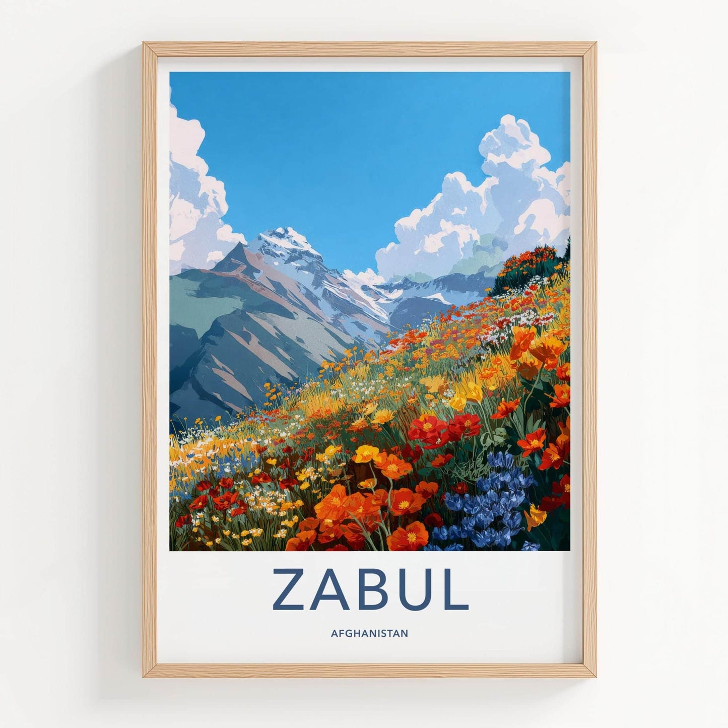 Zabul Poster - Afghanistan Travel Art - Mountain Flower Meadow Home Decor