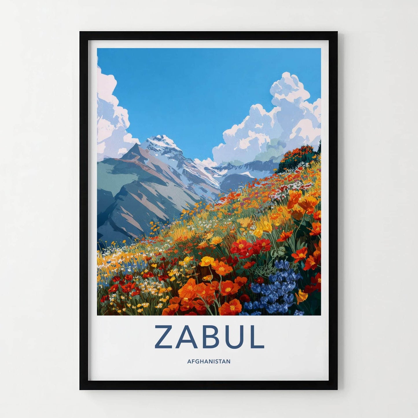 Zabul Poster - Afghanistan Travel Art - Mountain Flower Meadow Home Decor