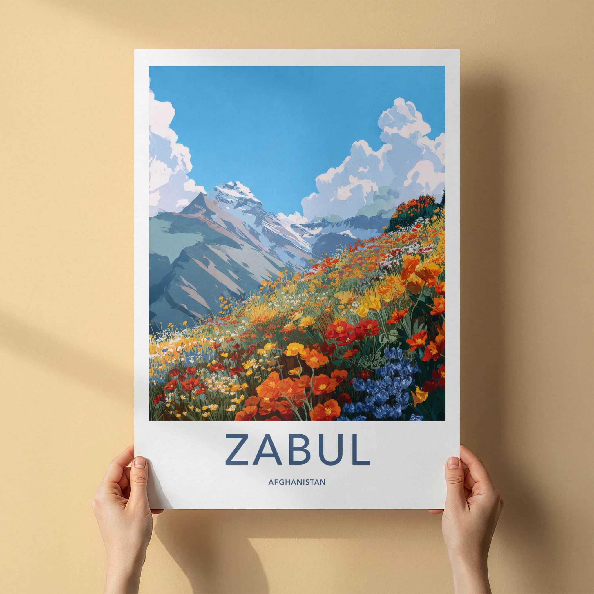 Zabul Poster - Afghanistan Travel Art - Mountain Flower Meadow Home Decor
