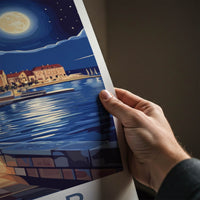 Zadar Poster - Croatia Travel Art - Moonlit Coastal City Wall Decor