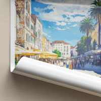 Zadar Poster - Croatia Travel Art - Sunny Street Scene Framed Decor