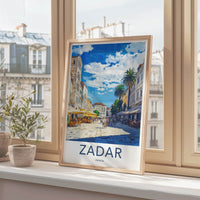Zadar Poster - Croatia Travel Art - Sunny Street Scene Framed Decor