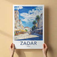 Zadar Poster - Croatia Travel Art - Sunny Street Scene Framed Decor