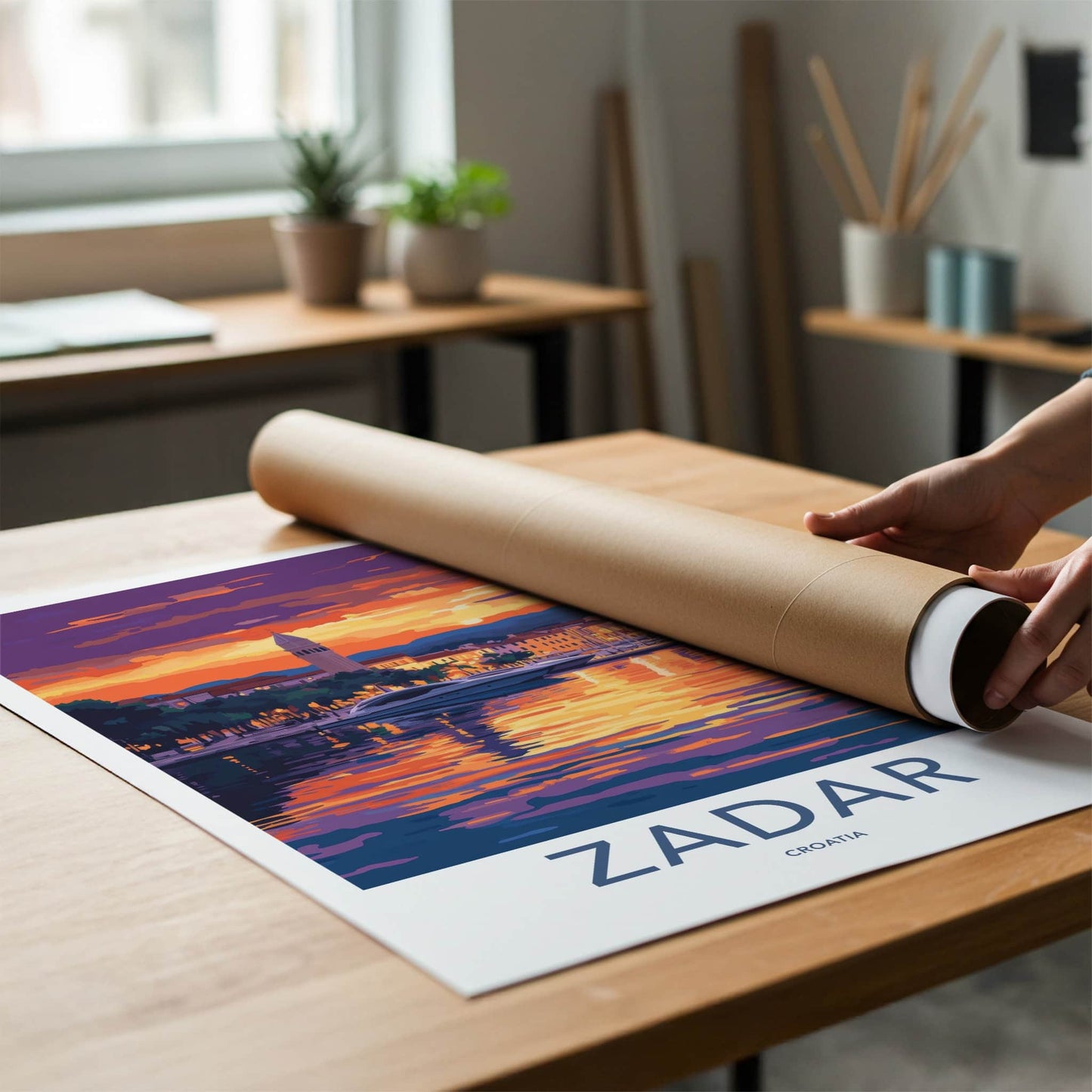 Zadar Poster - Croatia Travel Art - Vibrant Sunset Marina Home Decor