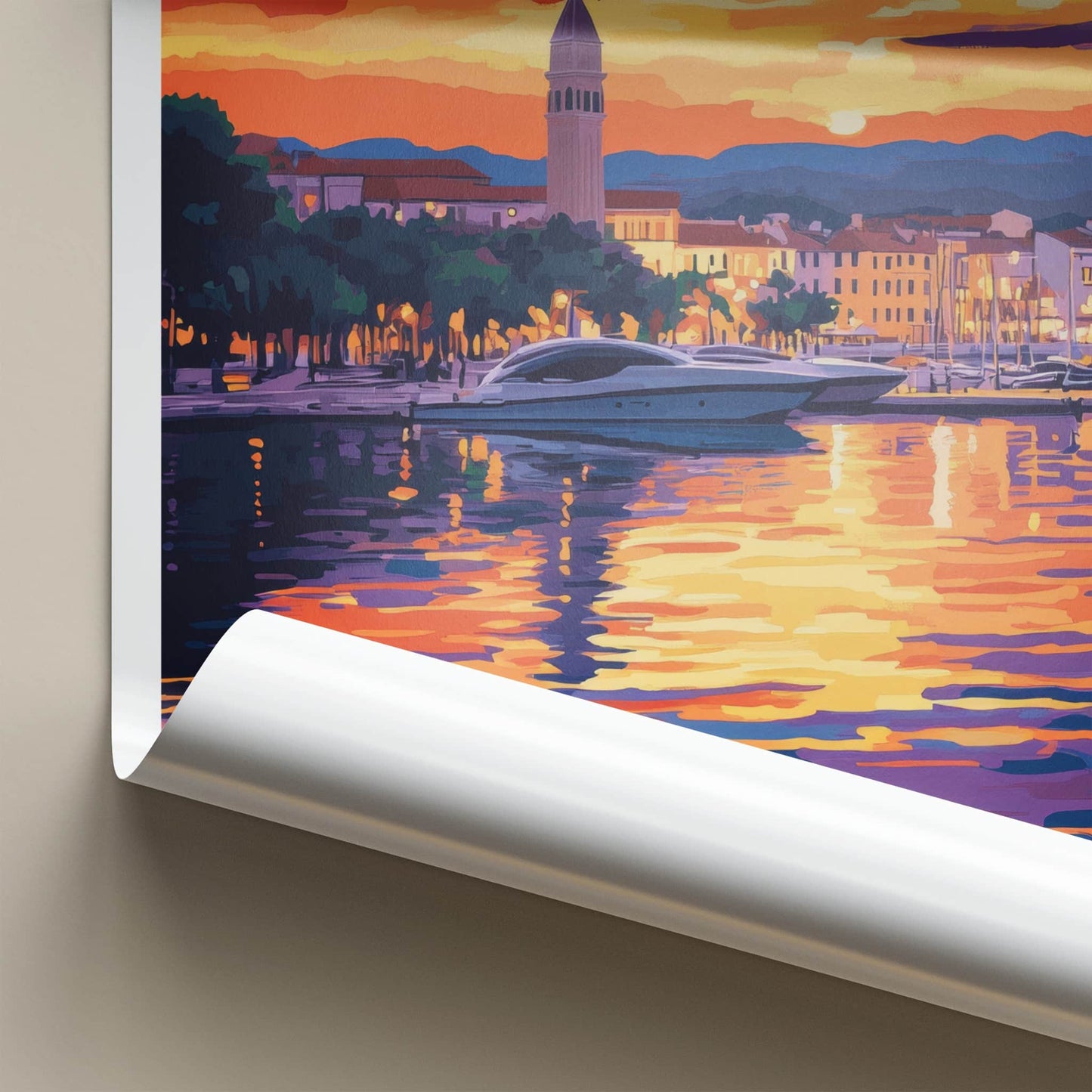 Zadar Poster - Croatia Travel Art - Vibrant Sunset Marina Home Decor