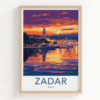 Zadar Poster - Croatia Travel Art - Vibrant Sunset Marina Home Decor