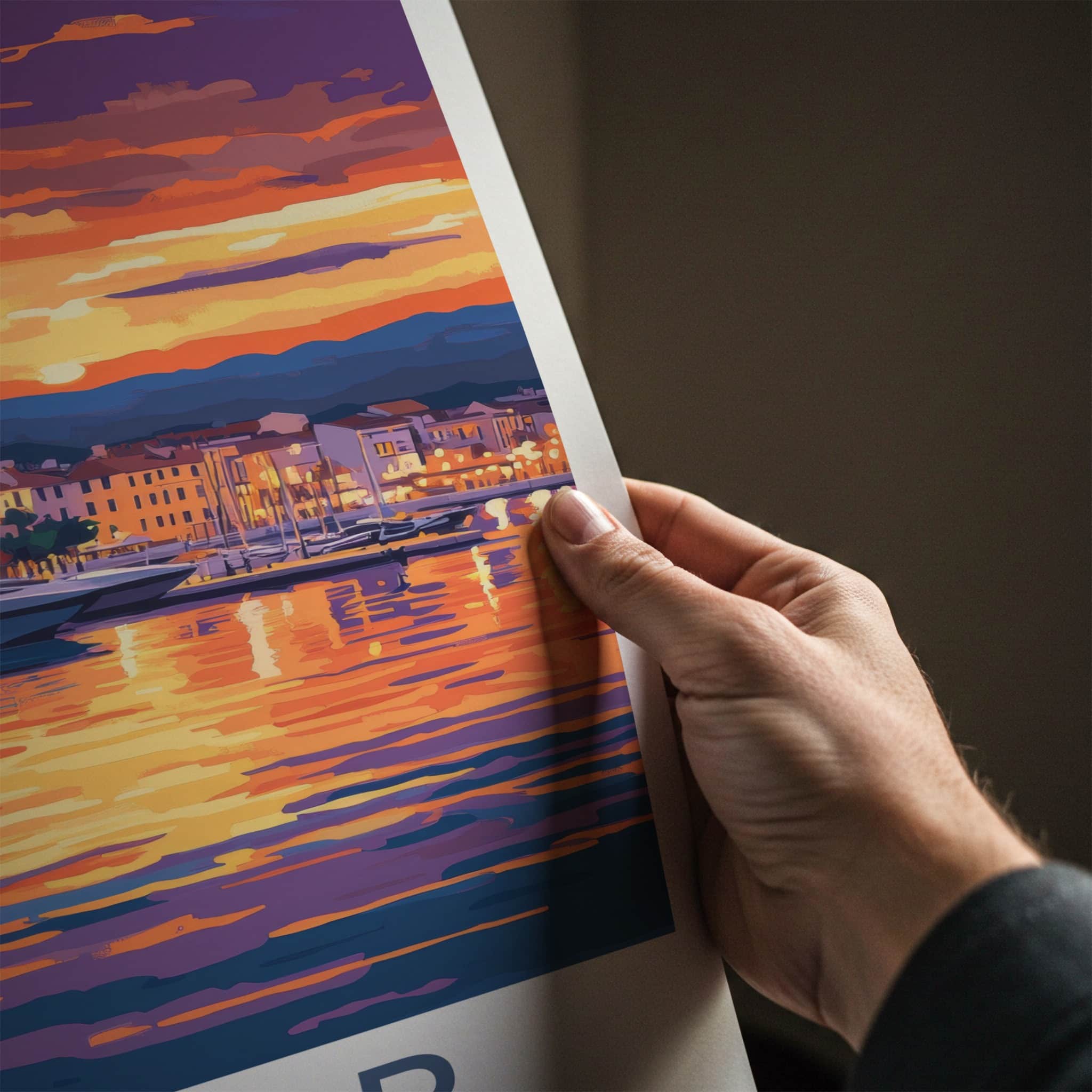 Zadar Poster - Croatia Travel Art - Vibrant Sunset Marina Home Decor