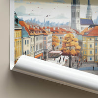 Zagreb Poster - Croatia Travel Art - Crowded Autumn Square Home Decor