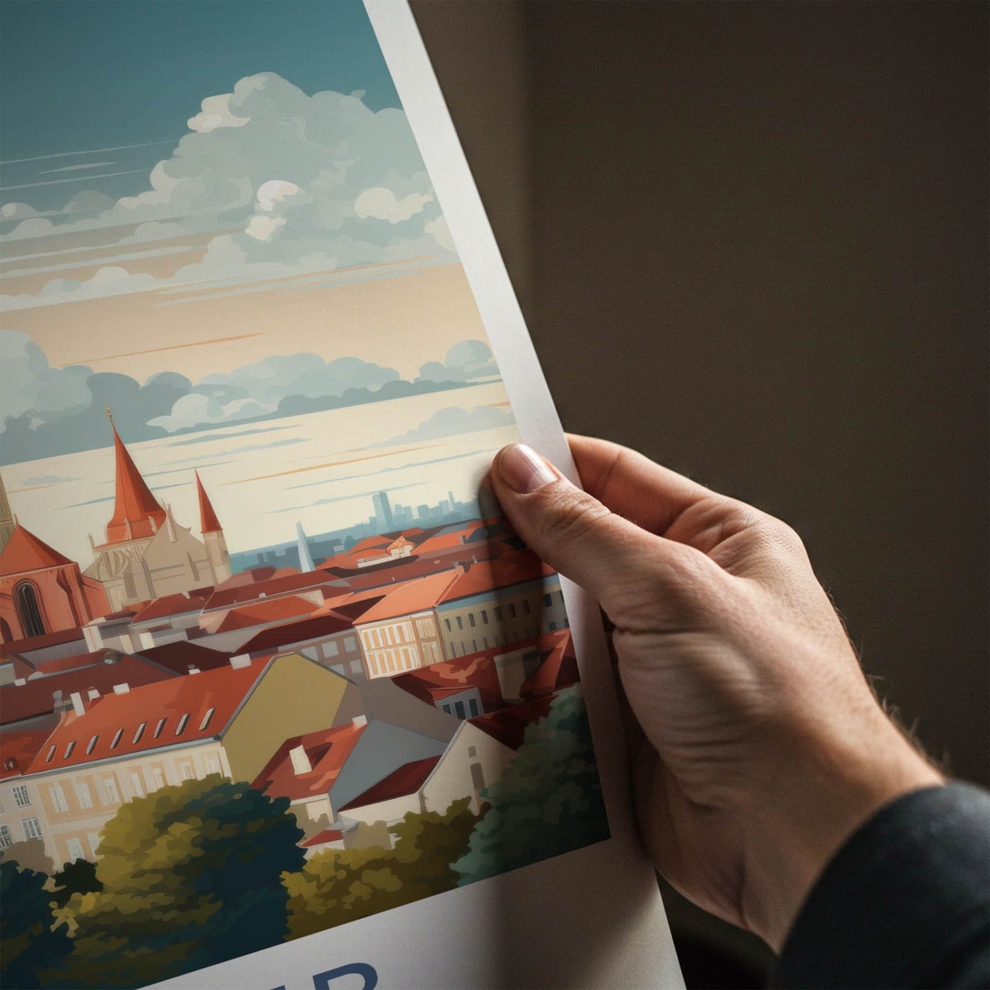 Zagreb Poster - Croatia Travel Art - Historic City Rooftops Home Decor