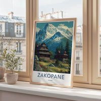 Zakopane Poster - Poland Framed Print - Snowy Peaks Cabins Framed Decor