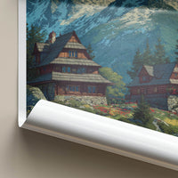 Zakopane Poster - Poland Framed Print - Snowy Peaks Cabins Framed Decor