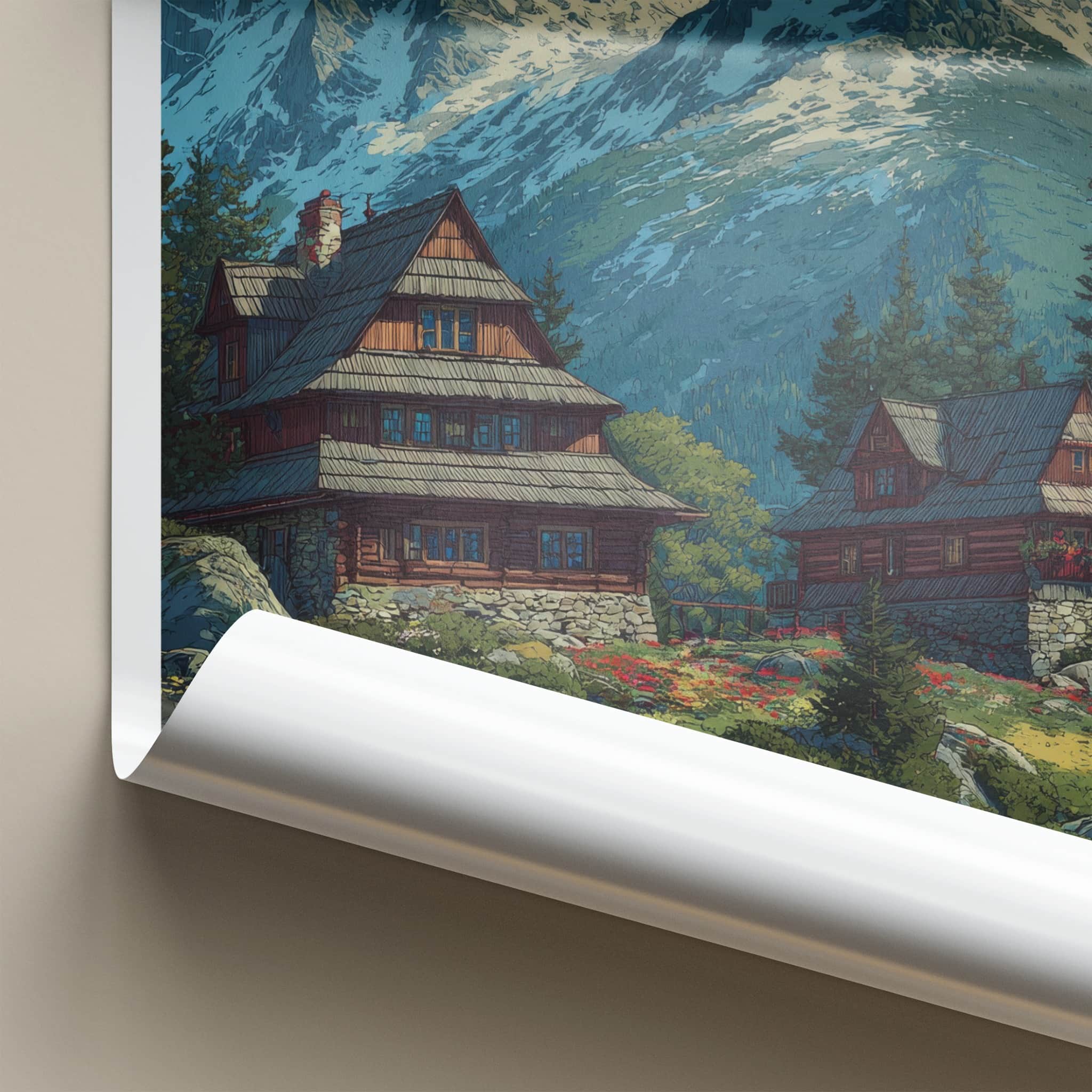 Zakopane Poster - Poland Framed Print - Snowy Peaks Cabins Framed Decor